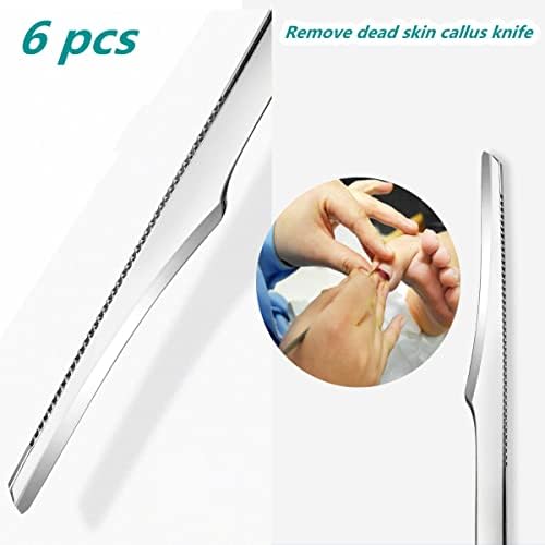 Pedicure Knife Tools Kits, Professional Stainless Steel Foot Scrubber Dead Skin Remover,6 Pcs Foot Scraper Knife to Remove Dead Skin Callus Knife Scraping Pedicure Tools for Men Women