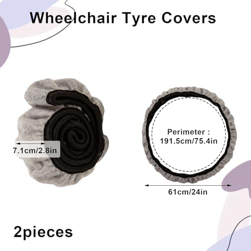 Wheelchair Tyre Covers for Wheelchair Tires 24’’ Non-Slip Wheelchair Wheel Covers to Protect Floors Carpets, Wear-Resistant Wheelchair Accessories for Keeping Floor Clean (2 PCS)