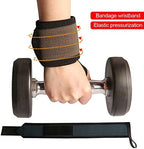 1Pair Wrist Wrap Weight Lifting Gym Cross Training Fitness Padded Thumb Brace Strap Power Hand Support Bar Wristband,Brown