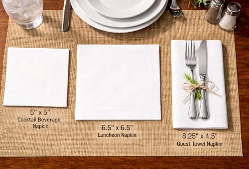 Boston International Paper Napkins Disposable 3-Ply Party Pack | Watercolor Art, 5" x 5" Cocktail Napkin 20-Count, Clementine