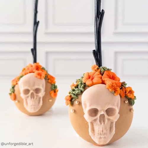 6 Dye‑Free Skull Sugar Shapes, Natural, Artificial Dye Free, Vegan Gluten‑Free Dairy‑Free, Halloween Cake and Cupcake Decorations (6)