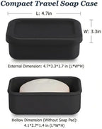 HighHerz Leak Proof Silicone Travel Soap Case with Draining Tray - Bar Soap Holder for Travel, Gym & Camping - Mess-Free Portable Soap Container for Carry-on Bags (Black)