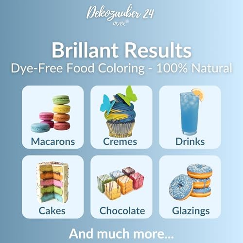 Dekozauber24 Natural Food Coloring, 0.35oz powder, dye free, vegan, gluten free and plant based (Blue, 0.35oz)