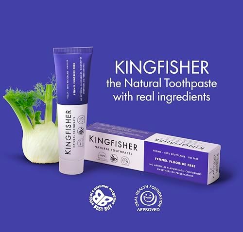Kingfisher Natural Fennel Toothpaste 100ml - Fluioride Free (Pack of 4)