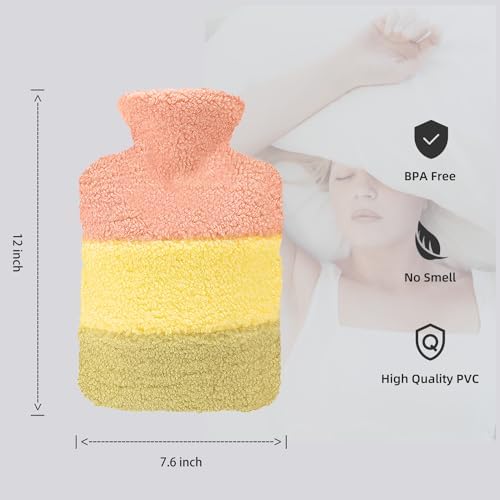 Hot Water Bottle with Soft Premium Cover, 1.5L Hot Water Bag for Menstrual Cramps, Neck and Shoulder Pain Relief, Hot and Cold Therapies, Hand Feet Warmer
