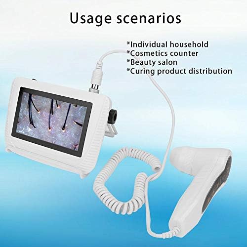 Dioche Skin Diagnosis Hair Analyzer Machine, 5 Inch HD LCD Screen Digital Skin Detector Rechargeable Scalp Hair Follicle Oil Magnifying Detector Analyzer Skin Pigment Tester