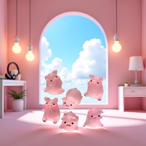 5Pcs Cute Pink Piggy Figures Car Dashboard Ornament Pig Figurine Ornament Resin Pig Desktop Figurine Decoration DIY Crafts for Auto Home Office Desk Collectible Dolls Collectible Dolls Home