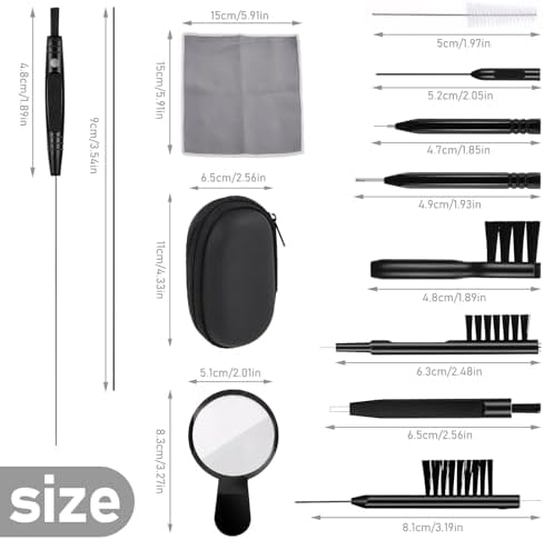 Hearing Aid Cleaning Kit 13 Pcs Hearing Aid Cleaner Black Hearing Aid Cleaning Tools,Hearing Aids Cleaning Kit Includes Hearing Aid Cleaning Brush,Magnifier,Ventilation Rod,Screwdriver,Storage Bag