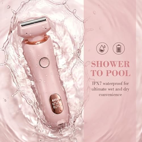 PETALSMOOTH Shave Pro.Electric Shaver for Women, Rechargeable Waterproof Trimmer for Face, Body, Bikini Area and Legs (Pink)