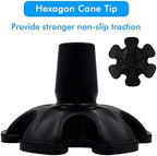 XSL Cane Tips - 3/4 Inch Replacement - Heavy Duty Rubbers Self Standing 6 Support Feets Base Replacement Walking Canes, Walking Sticks, Folding Canes - 6 Prong Rubber Cane Foot Pad (Black)