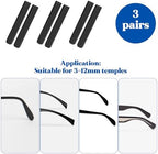 Ymapinc 3 Pairs Silicone Glasses Ear Cushion Grip, Non Slip Soft Silicone Eyeglass Temple Sleeves Cover, Ear Pads for Secure Fit