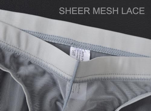Men's See Through Mesh Briefs Elephant Nose Separate Pouch Bikini Underwear Transparent Briefs
