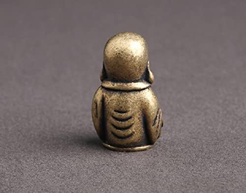 DMtse Brass Mini Happy Laughing Maitreya Buddha Statue Ornaments Small Figurine Brings Peace and Prosperity Decoration