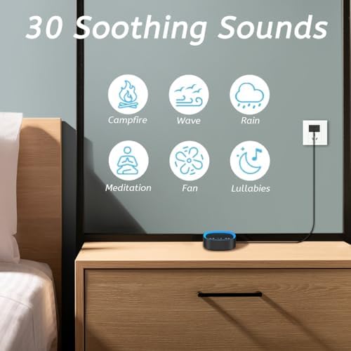 Sleep White Noise Sound Machines with 30 Soothing Sounds 3.5 mm Headphone Jack 5 Timer Settings 32 Precise Volume Memory Function Compact Design Ideal Gift for Everyone
