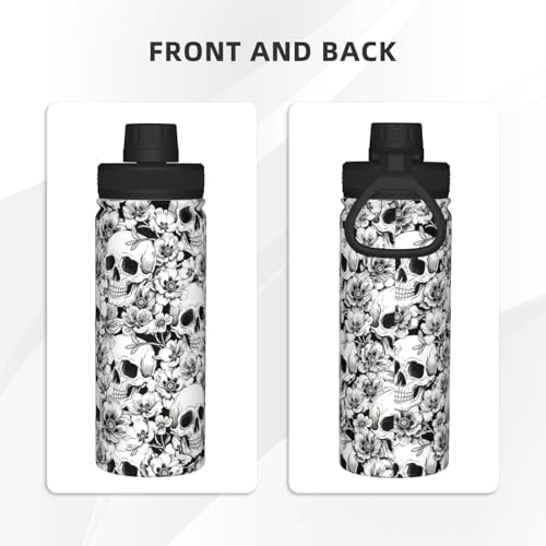 Halloween Skull Painting Insulated Water Bottle With Handle 18oz Leak Proof Stainless Steel Water Bottle With Spout Lid Bpa Free Double Wall Insulated Sports Water Bottle For School, Sports, Gym