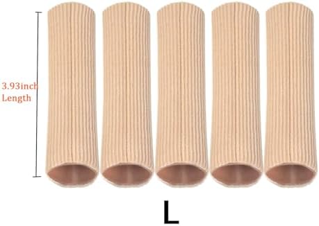 Cuttable Toe Tube Sleeves 5 Pack Made of Elastic Fabric Lined Silicone Toe Sleeve Protector for Stress Pain Relief, Corn and Calluses Remover