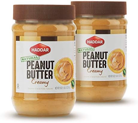 Haddar, 100% Pure & Natural Creamy Peanut Butter, 18oz Jar (2 Pack), 100% Peanunts | Just one Ingredient | Unsalted | Non GMO | No Added Sugar or Palm Oil | Certified Kosher