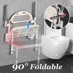 NEWTRY 18” Folding Shower Seat Wall Mounted, 330lb Fold Down Shower Seat with Armrests & Back, Foldable Shower Chair for Home Care Seniors Disabled, Padded Seat and Back, for Bathroom Inside Shower