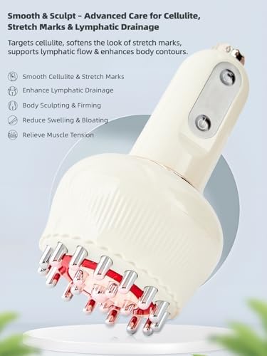 Yuonry Lymphatic Drainage Massager & Anti Cellulite Massage Tool, Helps Reduce Stretch Marks & Cellulite, for Legs, Arms & Belly, Body Sculpting Machine with Microcurrent, Light, Heat & Vibration