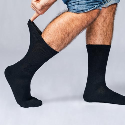 Doctor's Choice Diabetic Socks for Men, Seamless Socks with Non Binding Top, 4 Pairs, Large 9-12 & X-Large 13-15