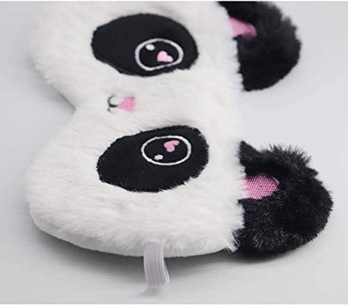 Shinywear Cute Rabbit Sleeping Eye Mask Plush Blindfold Travel Sleep Masks Super Soft Funny Eye Cover for Kids Girls and Adult (Black White Panda)