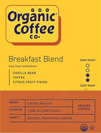 Organic Coffee Co. Breakfast Blend Ground Coffee 12 Ounce Medium Light Roast USDA Organic