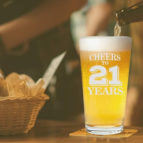 Veracco 21st Birthday Pint Glass – Cheers to 21 Years Beer Glass Gift for Him Her, Funny Twenty First Birthday Bar Cup