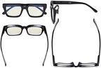 Eyekepper Ladies Computer Glasses - Blue Light Filter Readers Women - UV420 Protection Oversized Square Design Reading Eyeglasses - Black +0.50