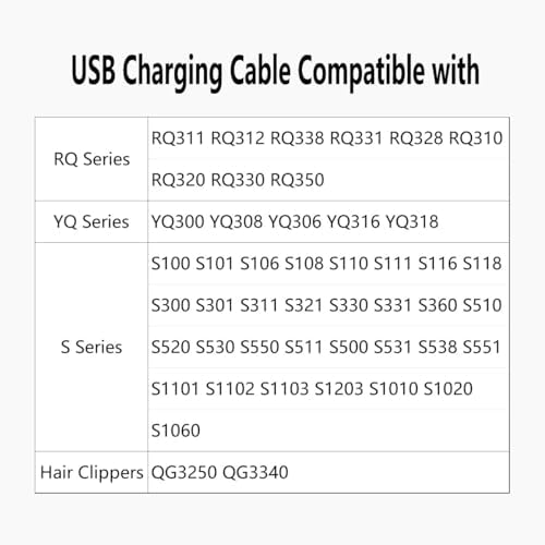 4.3V USB Power Charger Cable for Shaver, Replacement Power Supply Cord Compatible with Philips Norelco OneBlade Series QP2520/90/70/72 QP2533 QG3340 MG3740 A00390 RQ310 RQ320 RQ330 RQ338 RQ350
