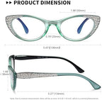 EYEURL Cat Eye Reading Glasses for Women - Blue Light Blocking 3 Pack Ladies Fashion Readers with Flexible Spring Hinges, Anti-Glare&UV Rays +1.50 Eyeglasses, Brown/Green/Purple