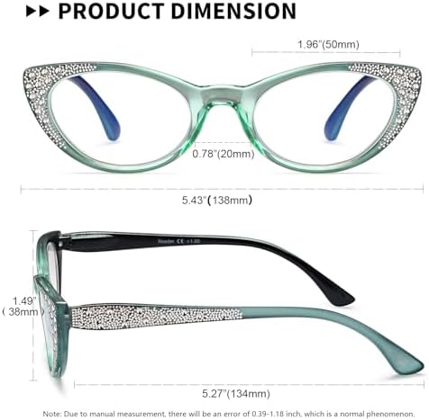 EYEURL Cat Eye Reading Glasses for Women Blue Light Blocking 3 Pack Computer Readers 2.0 Spring Hinge Anti UV Ray/Eye Strain/Glare Eyeglasses