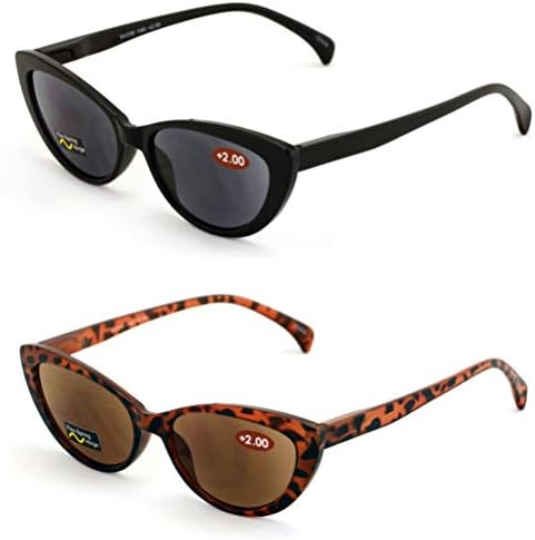 V.W.E. 2 Pairs Women Cateye Black Tortoise Reading Sunglasses - Outdoor Cat Eye Readers