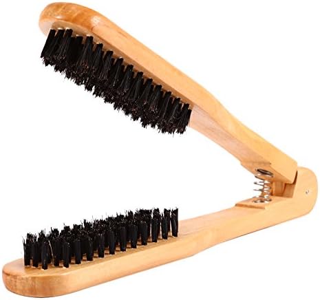 Hair Straightening Comb Brush, Double Sided Hair Brush Wooden Anti Static Straightening Comb Professional Hairdressing Comb Hair Straightener Clamp Hair Styling Tool for DI