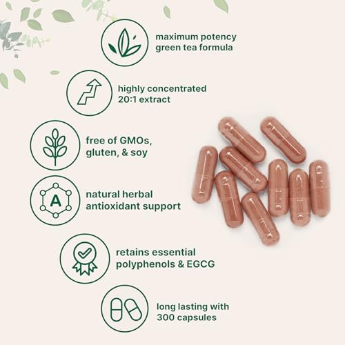 Micro Ingredients Extra Strength Green Tea Extract, 300 Capsules | 5 Month Supply | Maximum Potency Polyphenols Antioxidant Supplement for Skin, Energy, Brain & Heart Support*