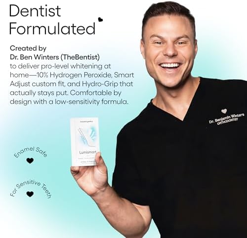 Something Nice Lumismart Whitening Strips - Dentist-Designed, Enamel Safe, up to 42 Treatments with Smart Adjust - Teeth Whitening Strips in Peach for Sensitive Teeth