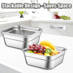 Stainless Steel Washing Up Bowls, 2PCS Square Dish Tub - Fruit Vegetable Washing Basin for Sink, Large Kitchen Containers & Sturdy Dishpans for Home Use, 12"
