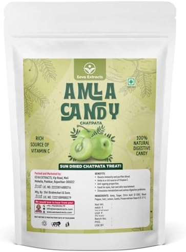 Eeva Extracts - Chatapata Amla Candy – Masala & Sweet Indian Gooseberry Snack with Spices, Traditional Indian Flavor, No Artificial Colors or Preservatives – 200g