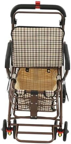 Foldable Shopping Cart with Seat for Seniors - 4 Wheel Rollator Walker, Portable Shopping Trolley with Brakes, Large Basket & Adjustable Armrest, 220lbs Capacity (White Grid)
