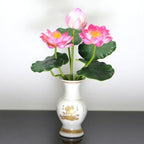 2Pcs Artificial Lotus Flower Decor, 12.5inch 7 Head Water Lilies, Outdoor Pond Plants, Silk Artificial Flower Lotus, Household Living Room and Dining Table Decoration (Pink)