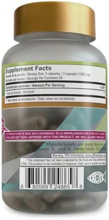 Premium Cola de Caballo (Horsetail) Herbal Capsule by Betel Natural - Healthy Nails, Skin, & Hair - 1500 mg per Serving