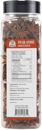 52USA Star Anise, 6oz – Whole Dried Star Anise Pods in Bottle, Aromatic Spice for Cooking, Baking, and Teas