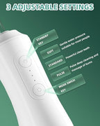 Water Flosser, Water Dental Flosser Pick for Teeth, 300ML IPX7 Waterproof Oral Irrigator, 3 Modes 4 Replaceable Jet Tips, Professional Flossing Cleaning Picks for Home Travel Gums (White)