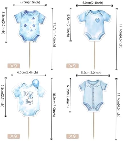 36 Pack Baby Boy Cupcake Toppers Baby Shower Cupcake Picks It's a Boy Star Cake Decorations for Kids Gender Reveal Birthday Party Supplies Blue Style 1