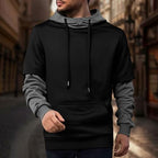 Men's Hoodies Novelty Color Block Pullover Slim Fit Long Sleeve Workout Hooded Sweatshirts Mock Neck Casual Fall Coat