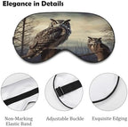 Owl Sitting Tree Fence Sleep Mask for Men & Women, Soft Breathable Sleep Eye Mask with Adjustable Elastic Strap, Night Blindfold for Travel Home Office Nap