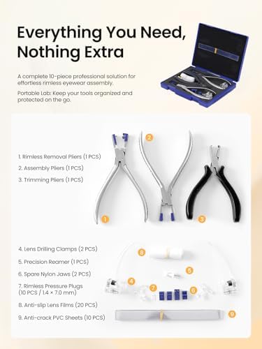 Rimless Glasses Frame Silhouettes Eyeglass Optical Kit Plier Repair Disassembly Tool