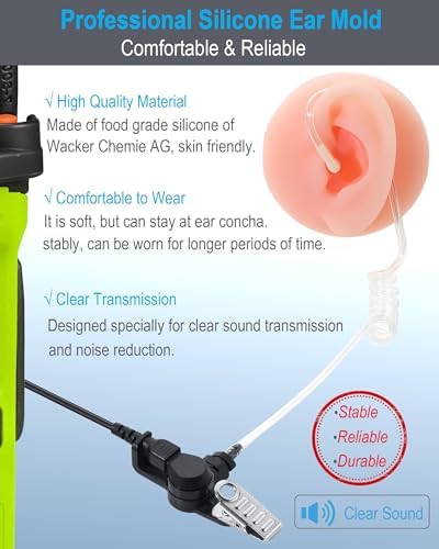 Commountain Soft Earmold for Walkie Talkie Acoustic Tube Earpiece, Silicone Ear Buds Compatible for Motorola Kenwood Baofeng Coil Tube Earpieces, 6-Pack, Pale Pink, Small Size for Right Ear