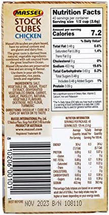 Massel Ultracube Stock Cubes Chicken Style Broth - No MSG, Gluten-Free, Bulk Pack (6 x 105g)