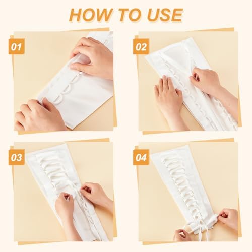 AHANDMAKER Wedding Gown Corset Kit Zipper Replacement, 18.9x9.5 Adjustable Fit Satin Corset Back Kit Lace Up with Lace up Dress Cord Back for Formal Prom Dress, Zipper Extender for Dress(White)