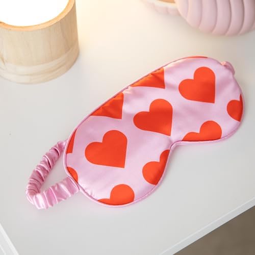 Dream of Love Sleep Mask – Pink Heart Eye Mask for Light Blocking, Travel & Home Use
